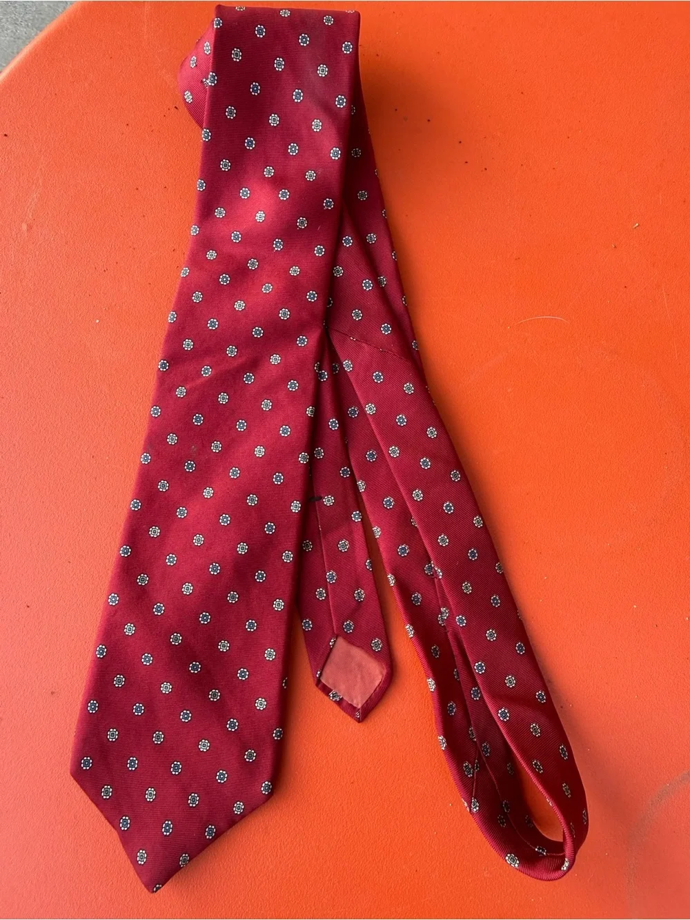 Yves Saint Laurent Silk Tie Mens‎ Blue Red Striped Embroidered YSL - CJ